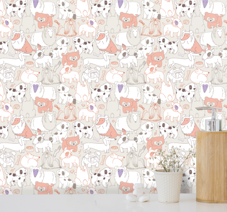 Playful Puppies Mural animals wallpaper - TenStickers