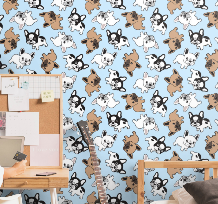 Playful Puppies Pattern animals wallpaper - TenStickers