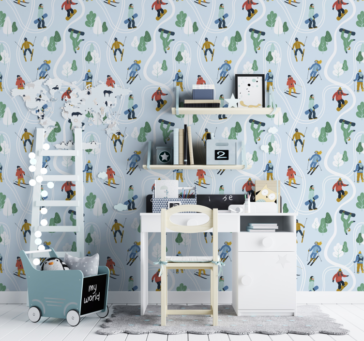 Playful Winter Sports nursery room wallpaper - TenStickers