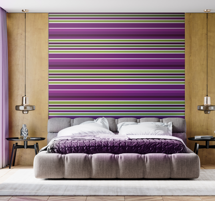 Purple and green horizontal design wallpaper - TenStickers