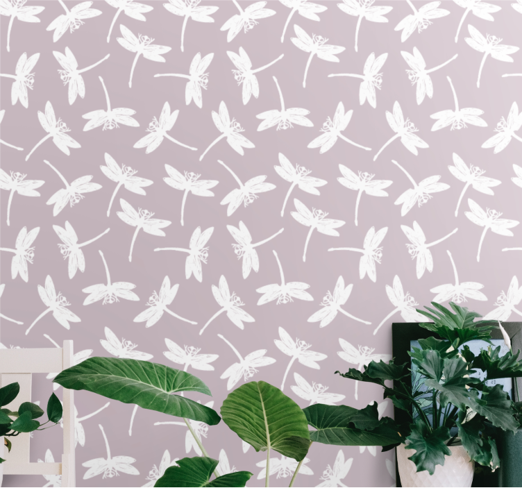 Purple dragonfly pattern butterflies wallpaper - TenStickers