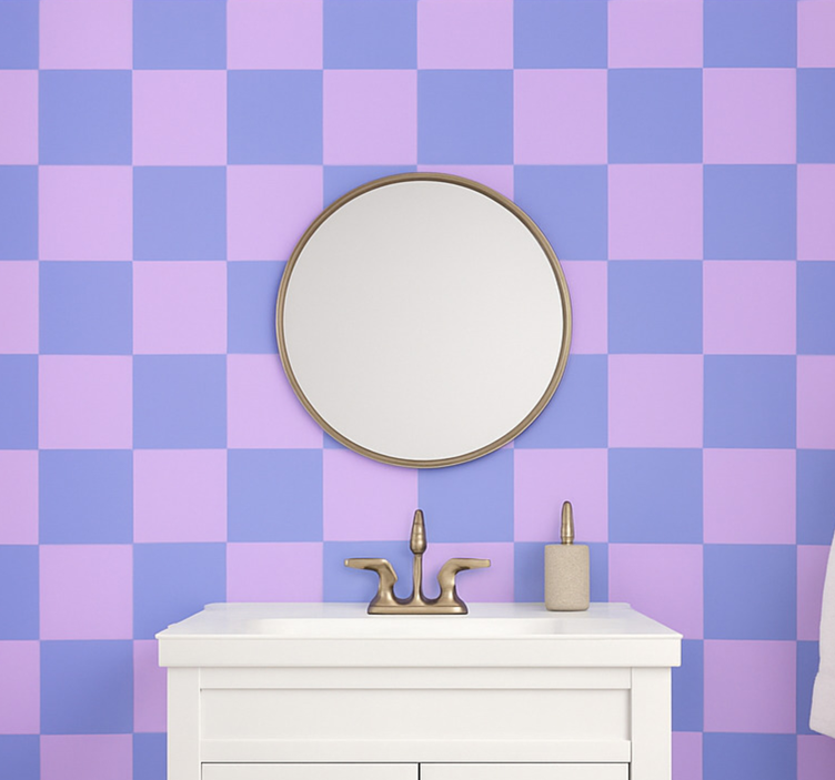 Purple shades motif tile effect wallpaper - TenStickers
