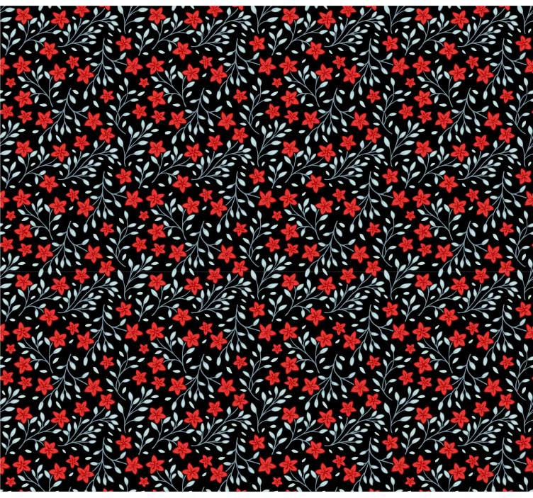 Red and black floral pattern wallpaper - TenStickers