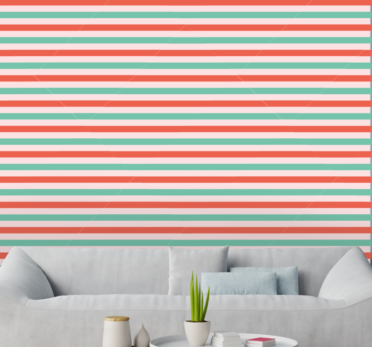 Red and green horizontal stripes Wallpaper - TenStickers