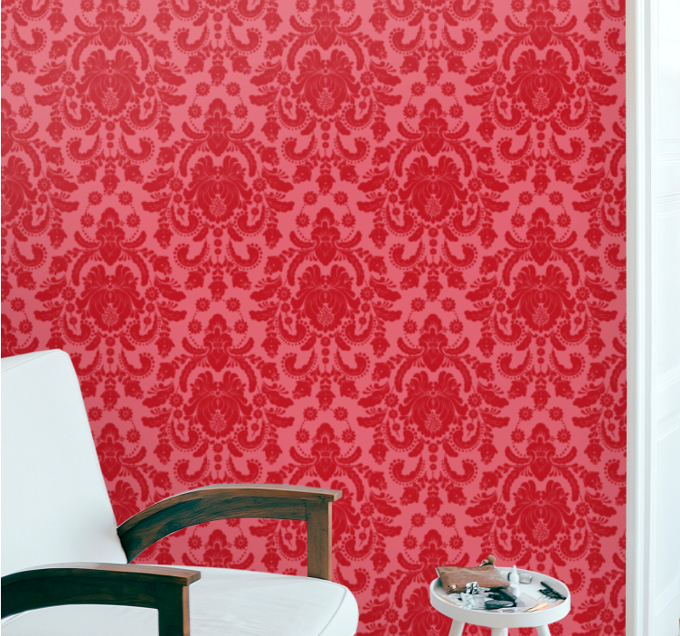 Red floral Damasco classic wallpaper - TenStickers