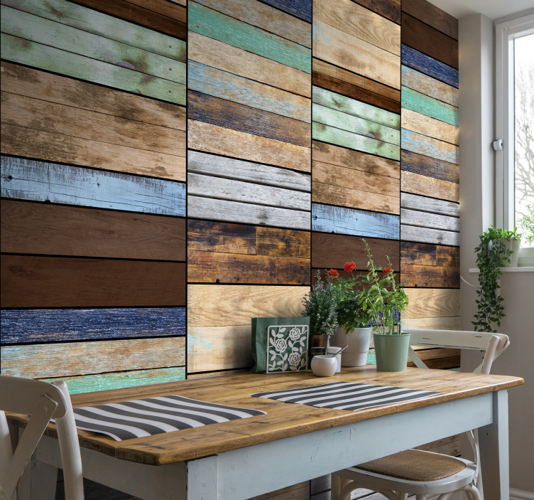 Rustic Plank Design wood effect wallpaper - TenStickers