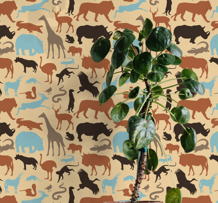 Safari Silhouettes animals wallpaper - TenStickers
