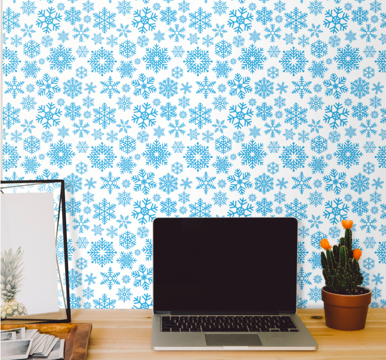 Seasonal Snowflake Motif holiday christmas wallpaper - TenStickers