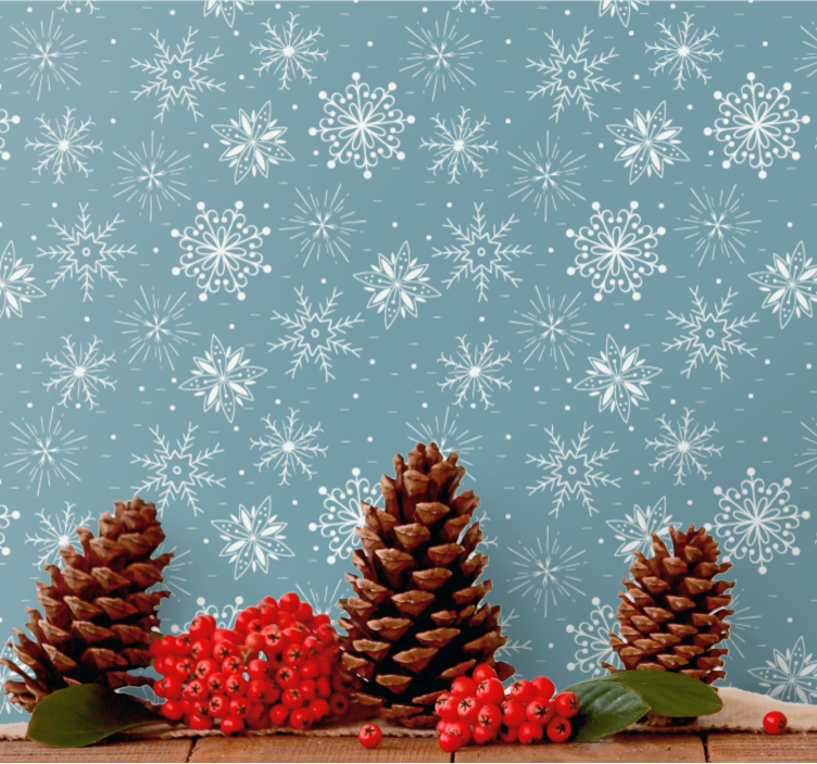 Snowflakes Motif holiday christmas wallpaper - TenStickers