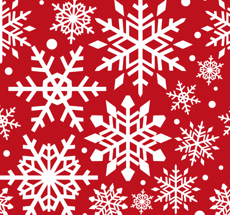 White and red snowflakes holiday christmas wallpaper - TenStickers