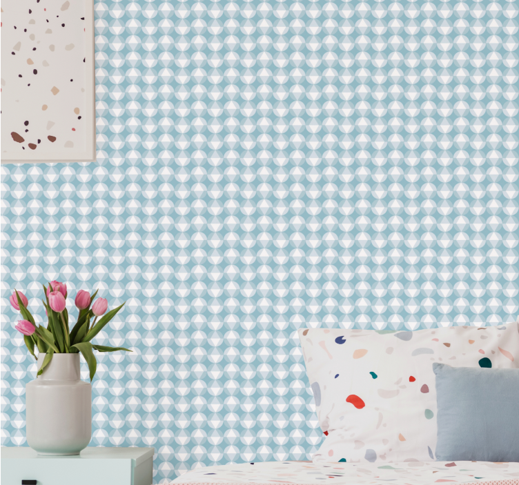 Soft Blue Patterns wallpaper geometric - TenStickers