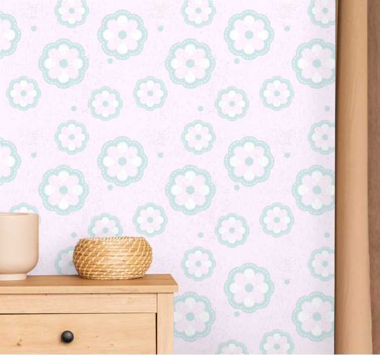 Soft Floral Pattern flowers wallpaper - TenStickers