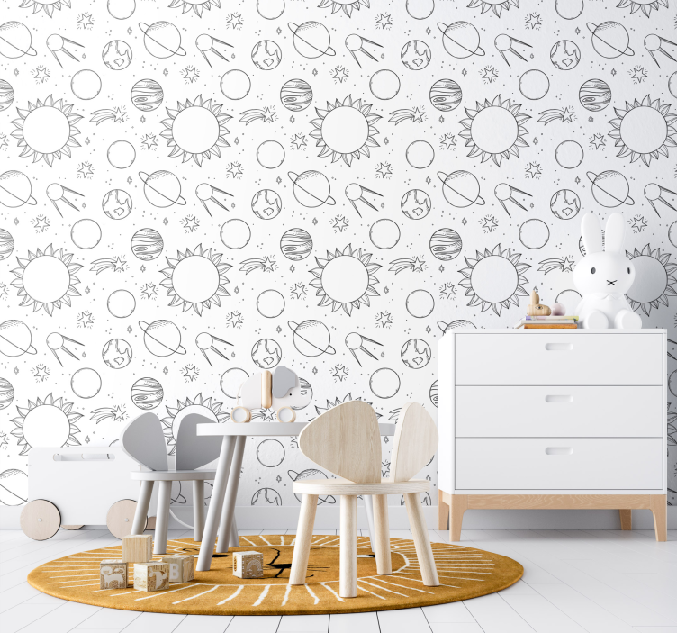Space Doodle wallpaper childrens room - TenStickers
