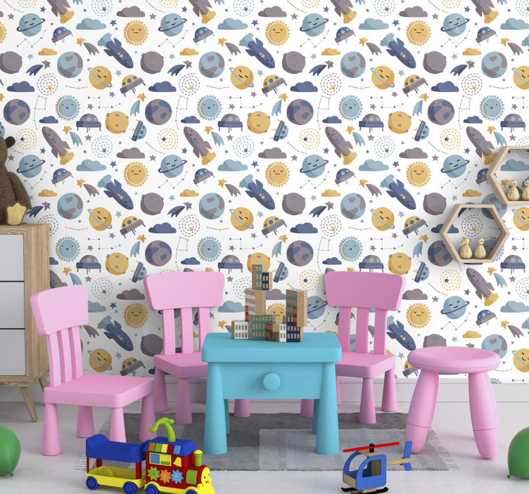 Space-Themed Nursery nursery room wallpaper - TenStickers