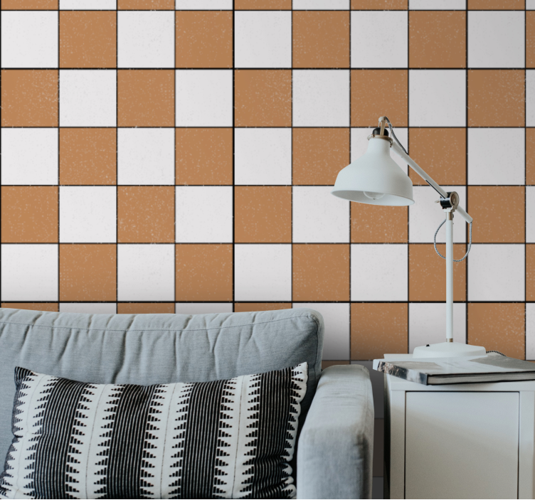 Square Pattern Design tile effect wallpaper - TenStickers