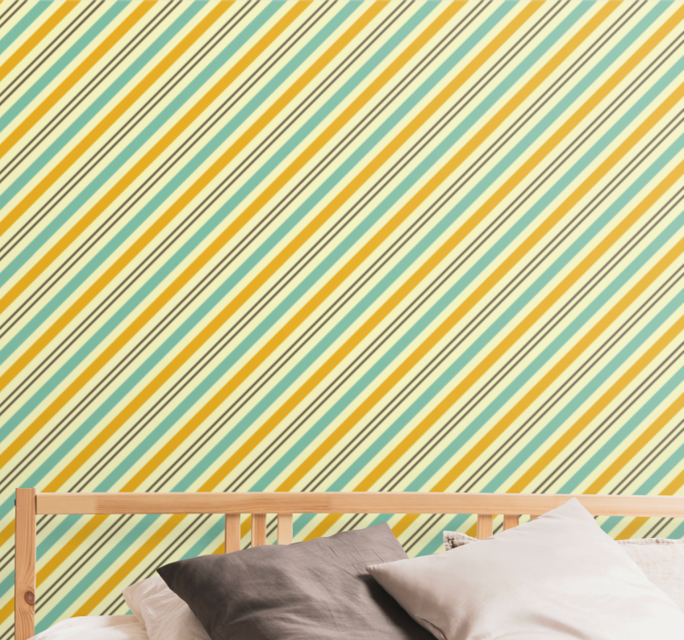 Striped Diagonal Pattern wallpaper horizontal stripes - TenStickers