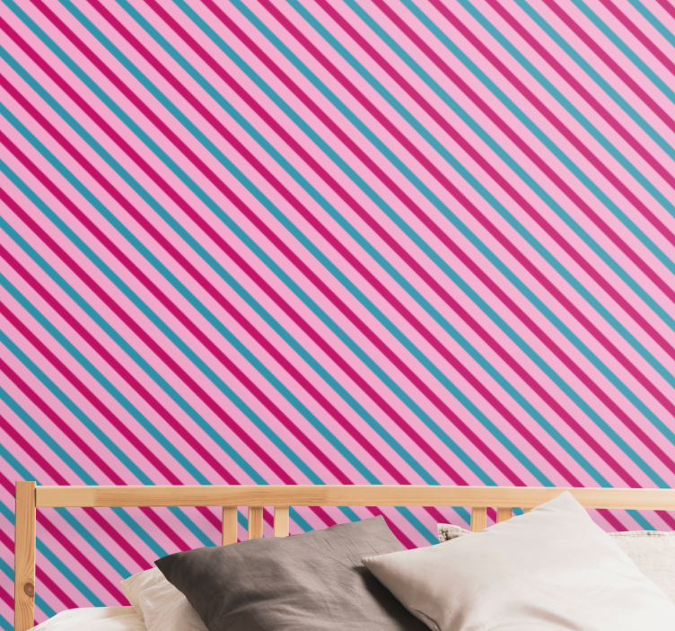 Striped Diagonal wallpaper horizontal stripes - TenStickers