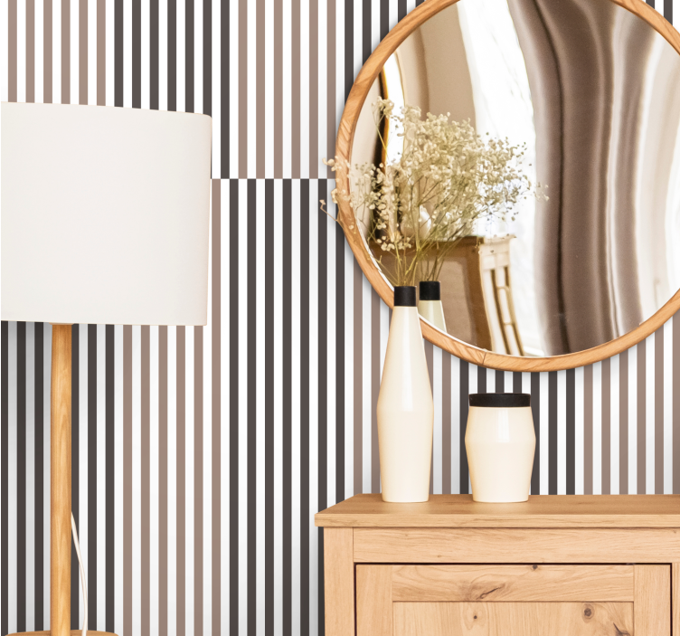 Stylish beige and brown design wallpaper striped - TenStickers
