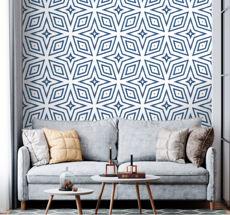 Stylish gray and white pattern wallpaper geometric - TenStickers