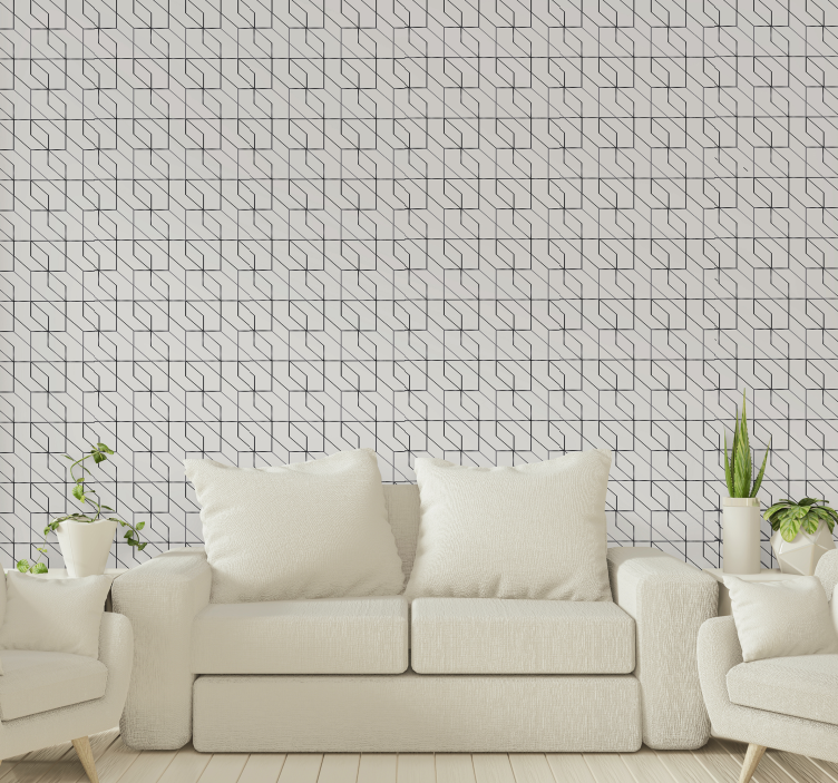 Stylish line arrangement living area wallpaper - TenStickers