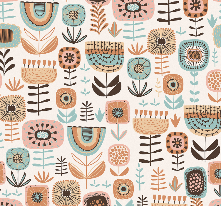 Stylized Botanicals flowers wallpaper - TenStickers