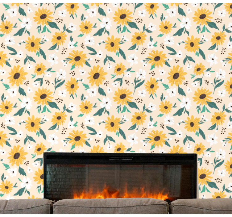 Sunflower Motif flowers wallpaper - TenStickers