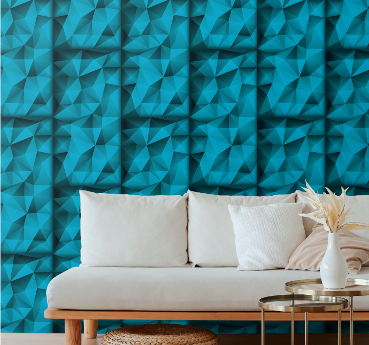 Textured blue pattern triangles wallpaper - TenStickers