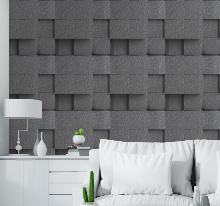 Textured wallpaper with cube surface design - TenStickers