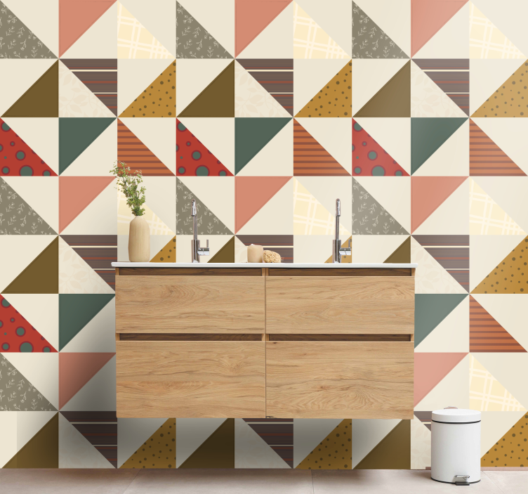 Triangle pattern design bathroom wallpaper - TenStickers