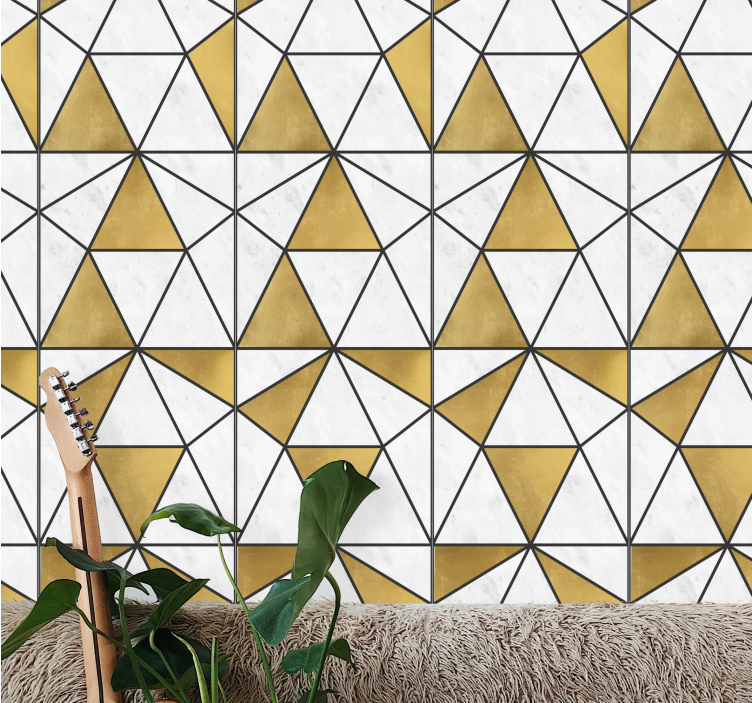 Geometric marble facets triangles wallpaper - TenStickers