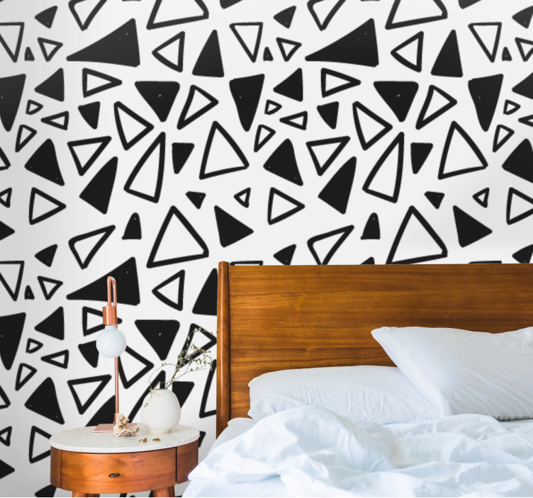 Black and white motif triangles wallpaper - TenStickers