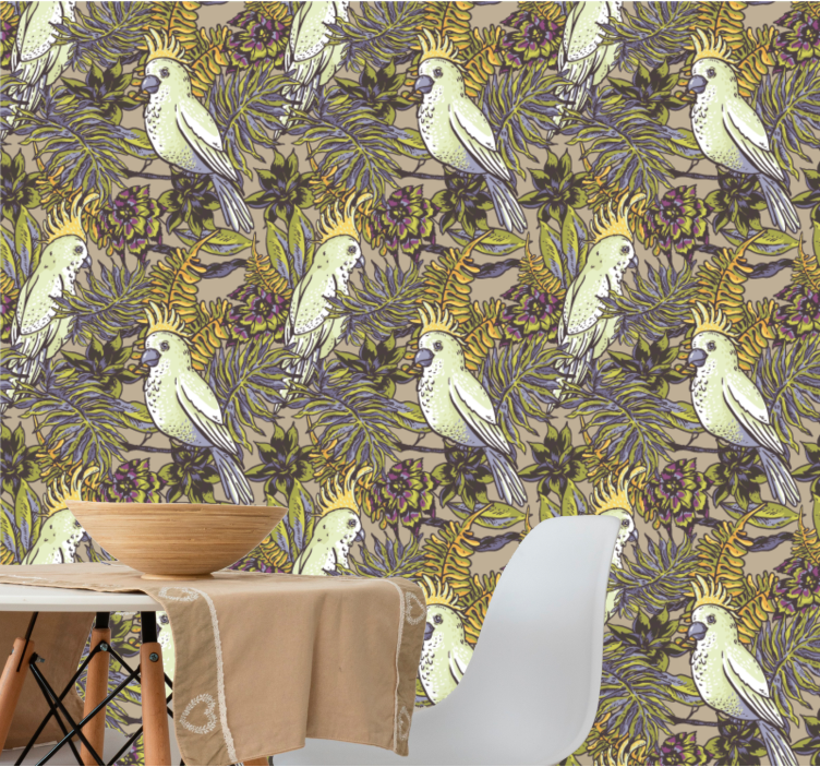 Tropical Bird Patterns animals wallpaper - TenStickers