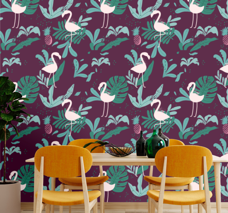 Tropical Flamingo animals wallpaper - TenStickers