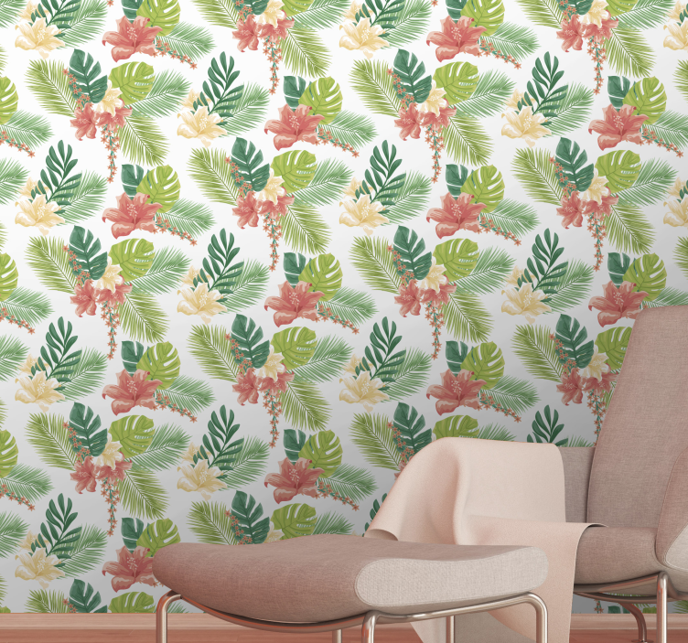 Tropical Foliage Bloom nature wallpaper - TenStickers