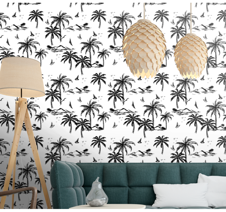 Tropical Island Scenery jungle themed wallpaper - TenStickers