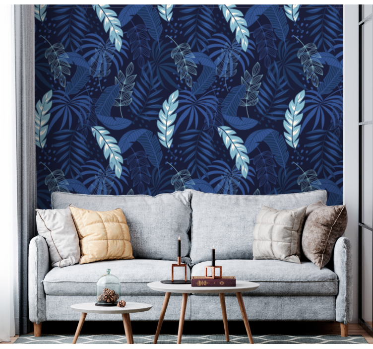 Tropical Leafy Pattern leaves wallpaper - TenStickers