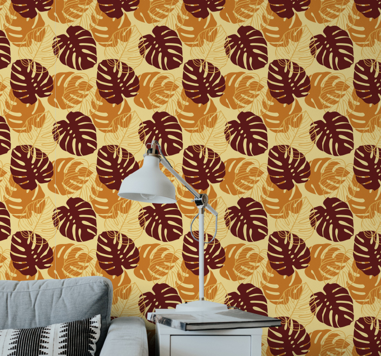 Tropical Monstera Pattern leaves wallpaper - TenStickers
