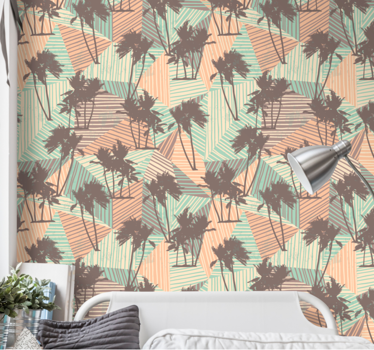 Tropical Silhouettes wallpaper of a tree - TenStickers