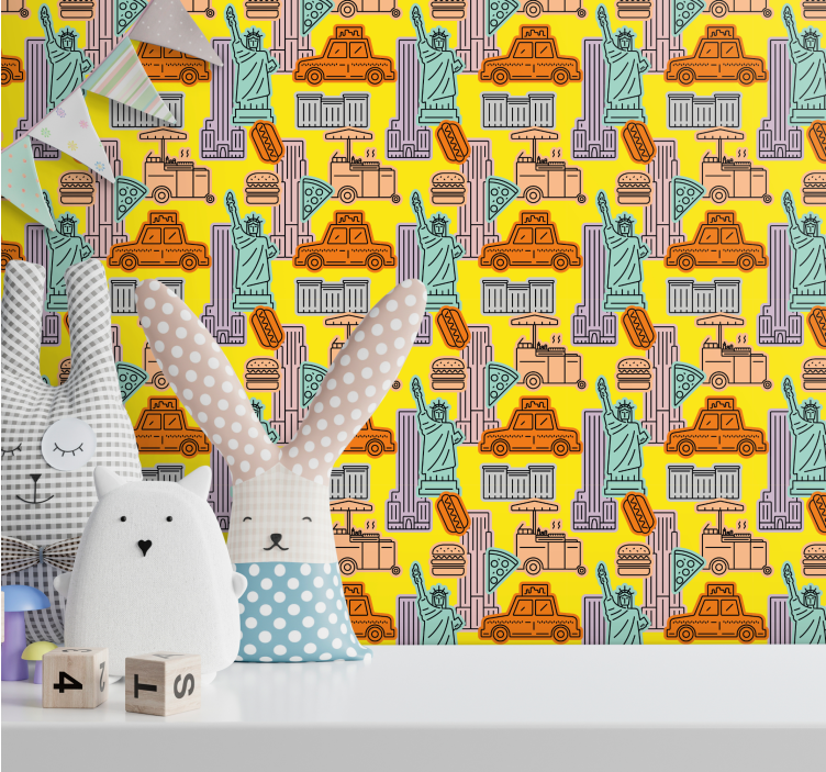 Urban Taxi Theme wallpaper new york - TenStickers