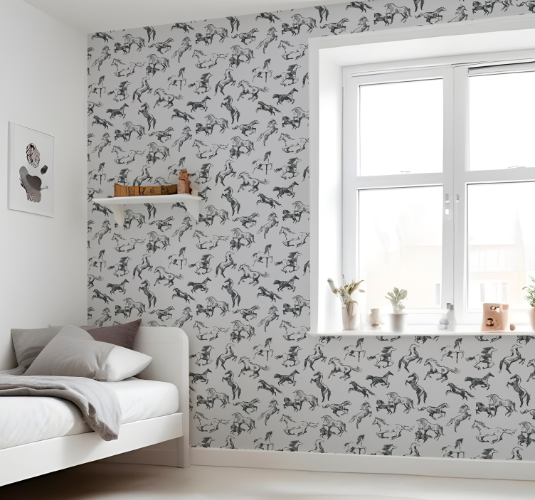 Various positions horses wallpaper - TenStickers