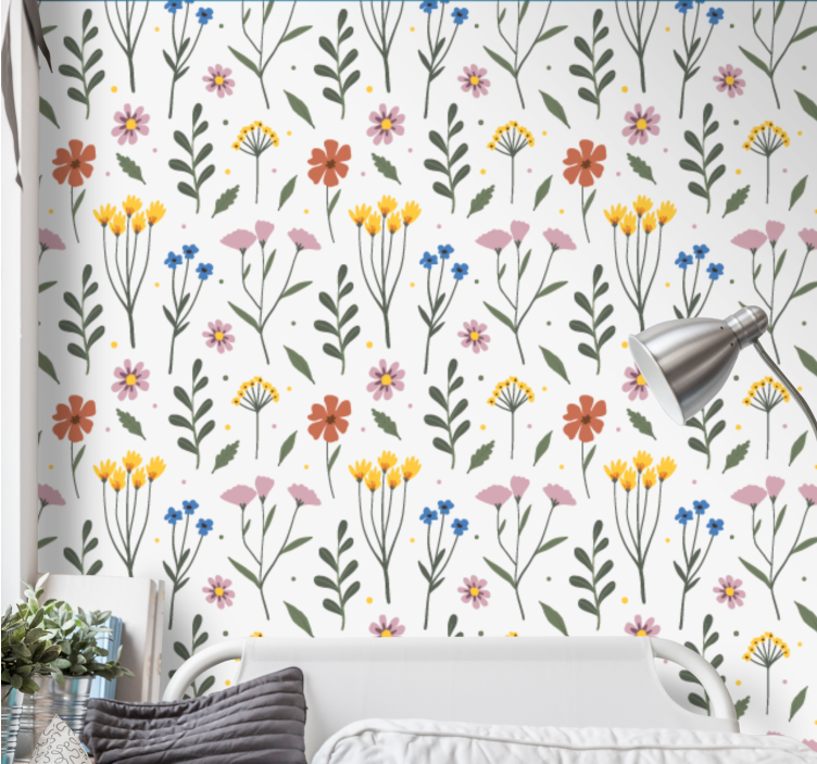 Vibrant Floral Design flowers wallpaper - TenStickers