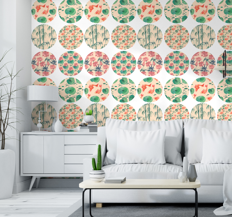 Vibrant nature scenes living area wallpaper - TenStickers