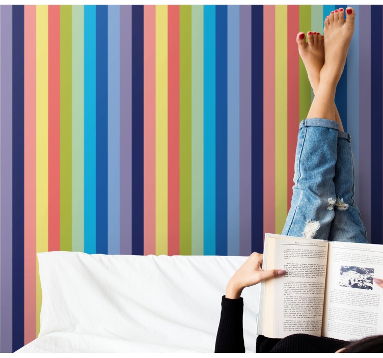 Vibrant Striped Pattern wallpaper horizontal stripes - TenStickers