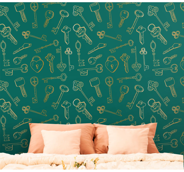 Vintage Key Patterns ornamental wallpaper - TenStickers