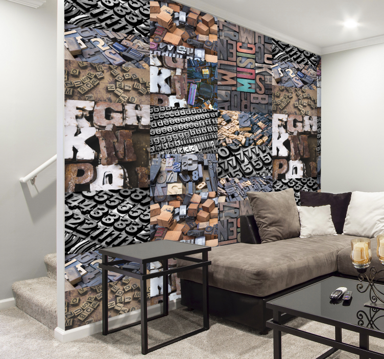 Vintage Letters Wallpaper - TenStickers