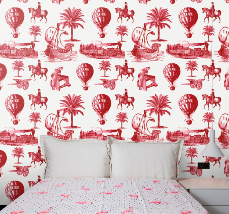 Vintage travel scenes retro wallpaper - TenStickers