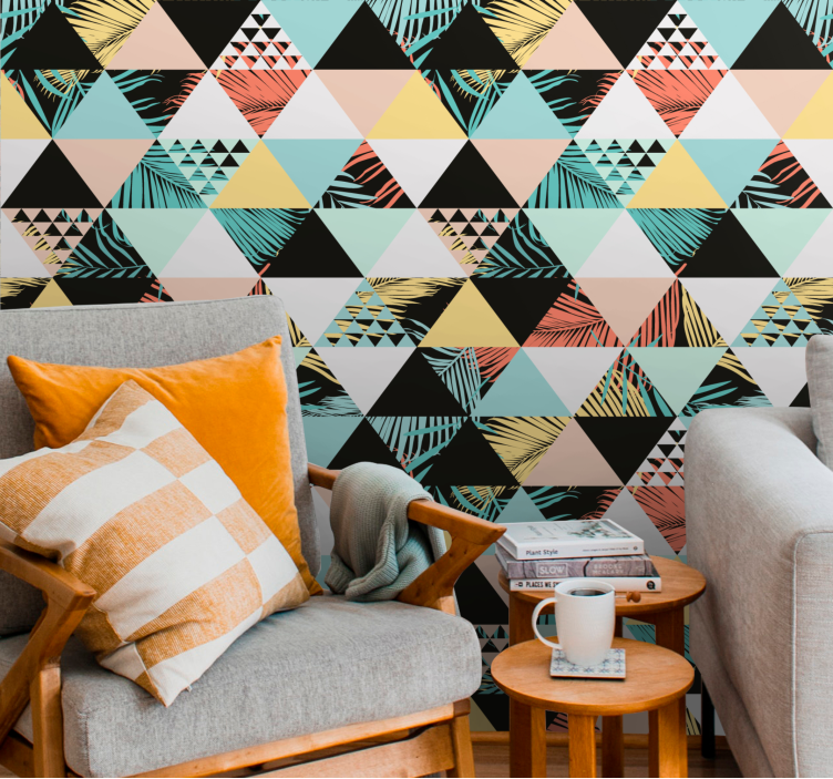 Wallpaper geometric triangle design - TenStickers