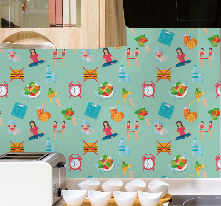 Weight loss healthy diet plan icons  wallpaper - TenStickers