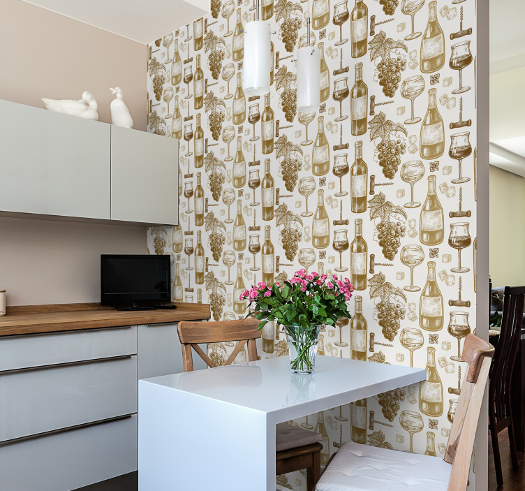 Wine Bottle Art kitchen wallpaper - TenStickers