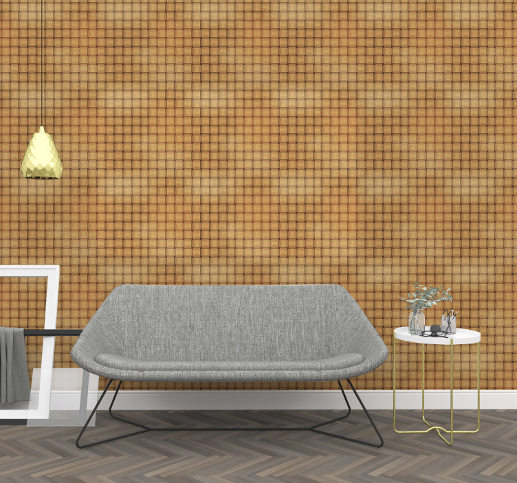 Wooden Grid Pattern wood effect wallpaper - TenStickers